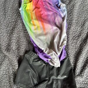 Girls size 6 gymnastics leotard and shorts set